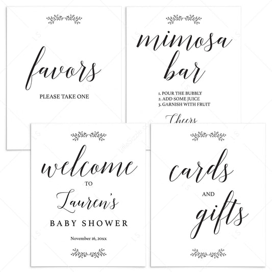 Elegant Baby Shower Signs Bundle Download by LittleSizzle