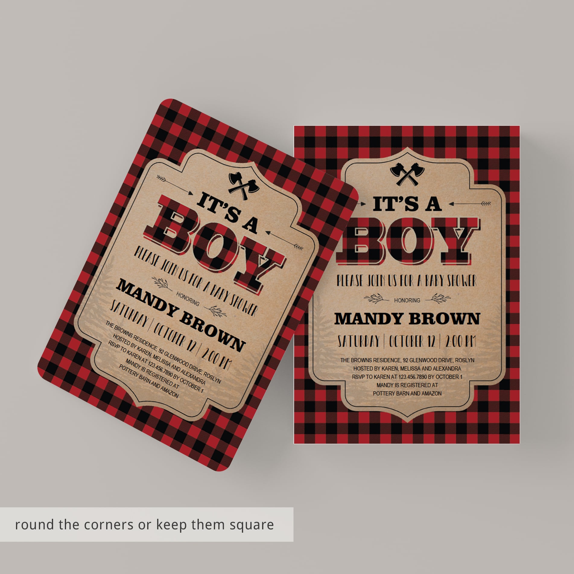 Winter Baby Shower Invitation rustic themed