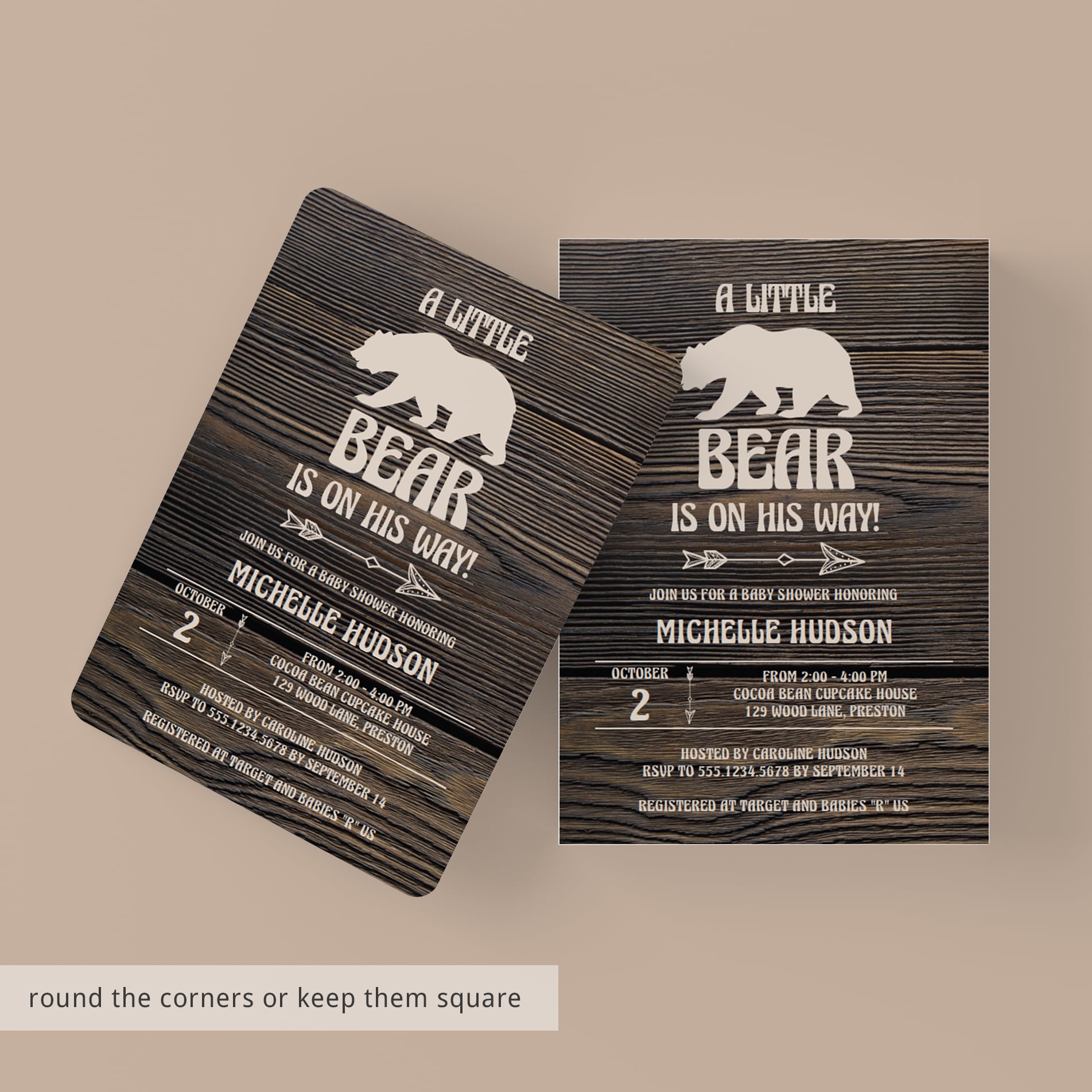 Printable wood baby shower invitation template for boy shower by LittleSizzle