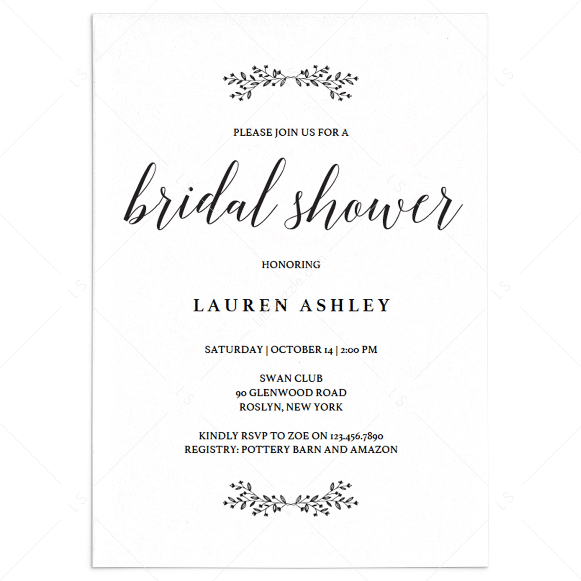 Rustic Wedding Shower Invitation Template by LittleSizzle