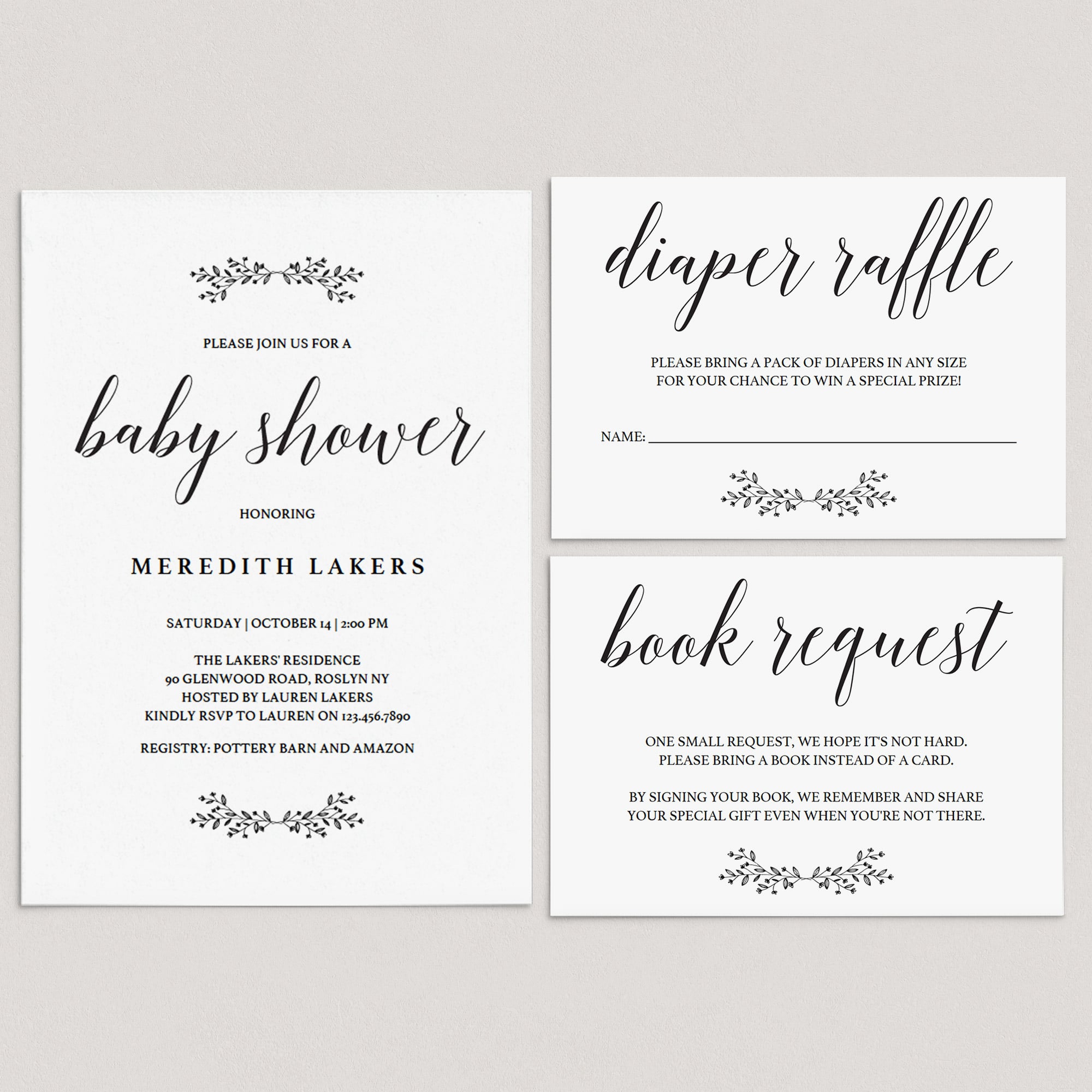 Black and White Baby Shower Invitation Set Template by LittleSizzle