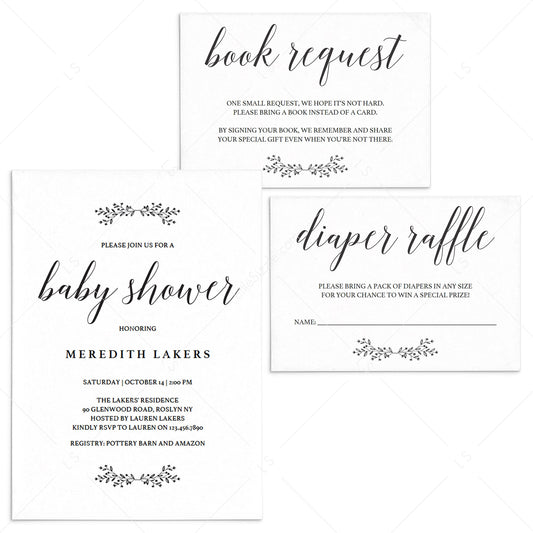 Black and White Baby Shower Invitation Set Template by LittleSizzle