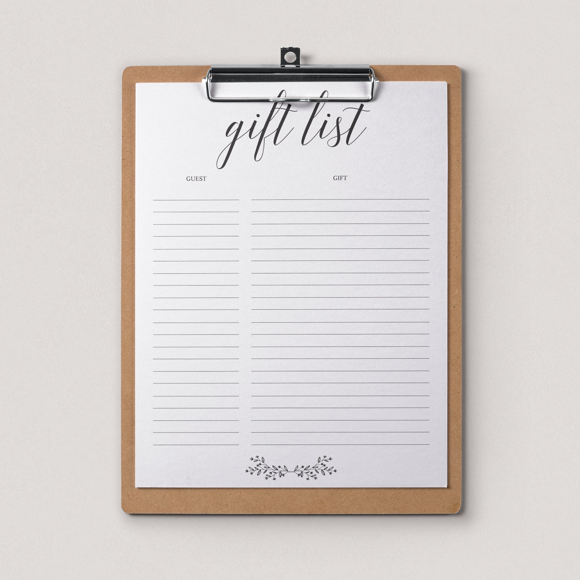 Minimal Black and White Gift List Printable by LittleSizzle