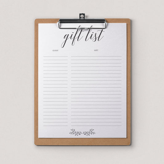 Minimal Black and White Gift List Printable by LittleSizzle