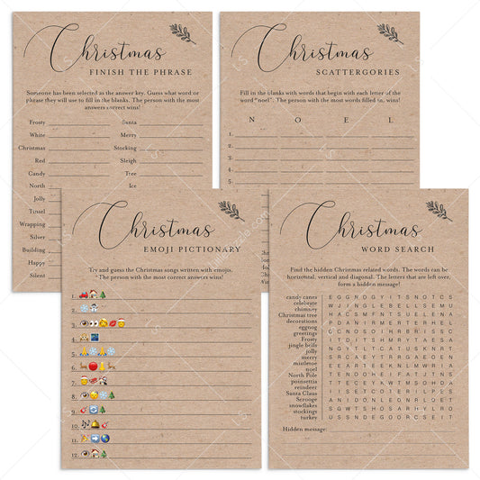 DIY Rustic Kraft Holiday Party Games Printable by LittleSizzle