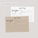 Rustic Recipe Cards Printable