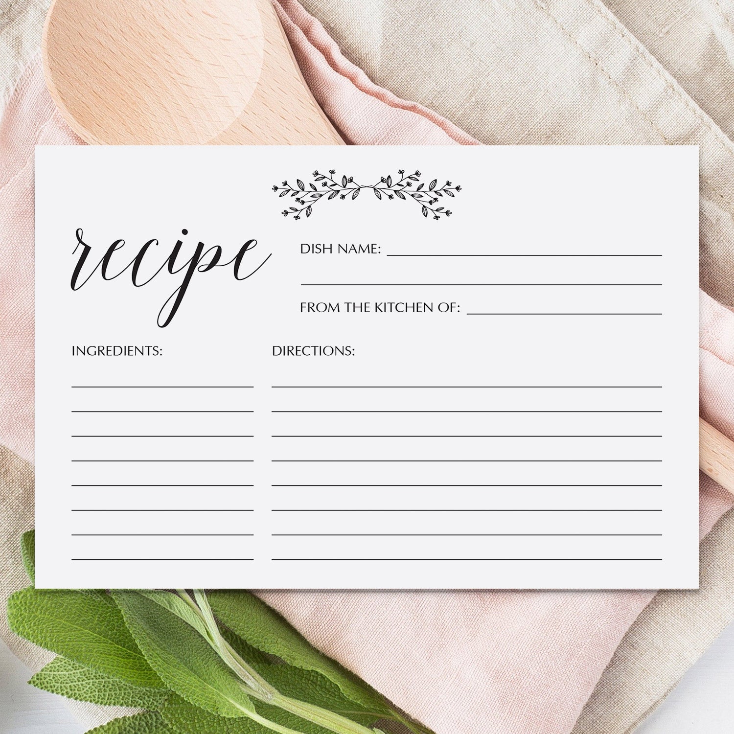 Rustic Recipe Cards Printable by LittleSizzle