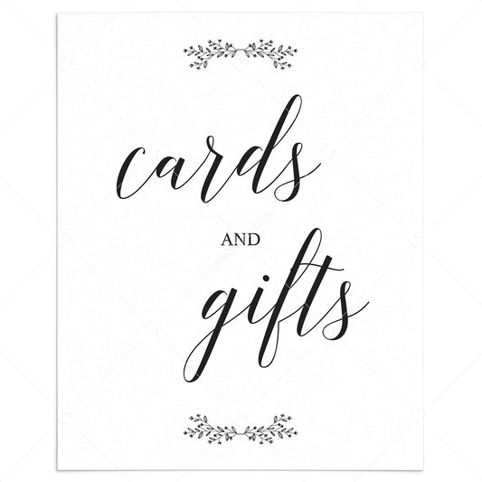 Black and White Cards and Gifts Sign Printable by LittleSizzle