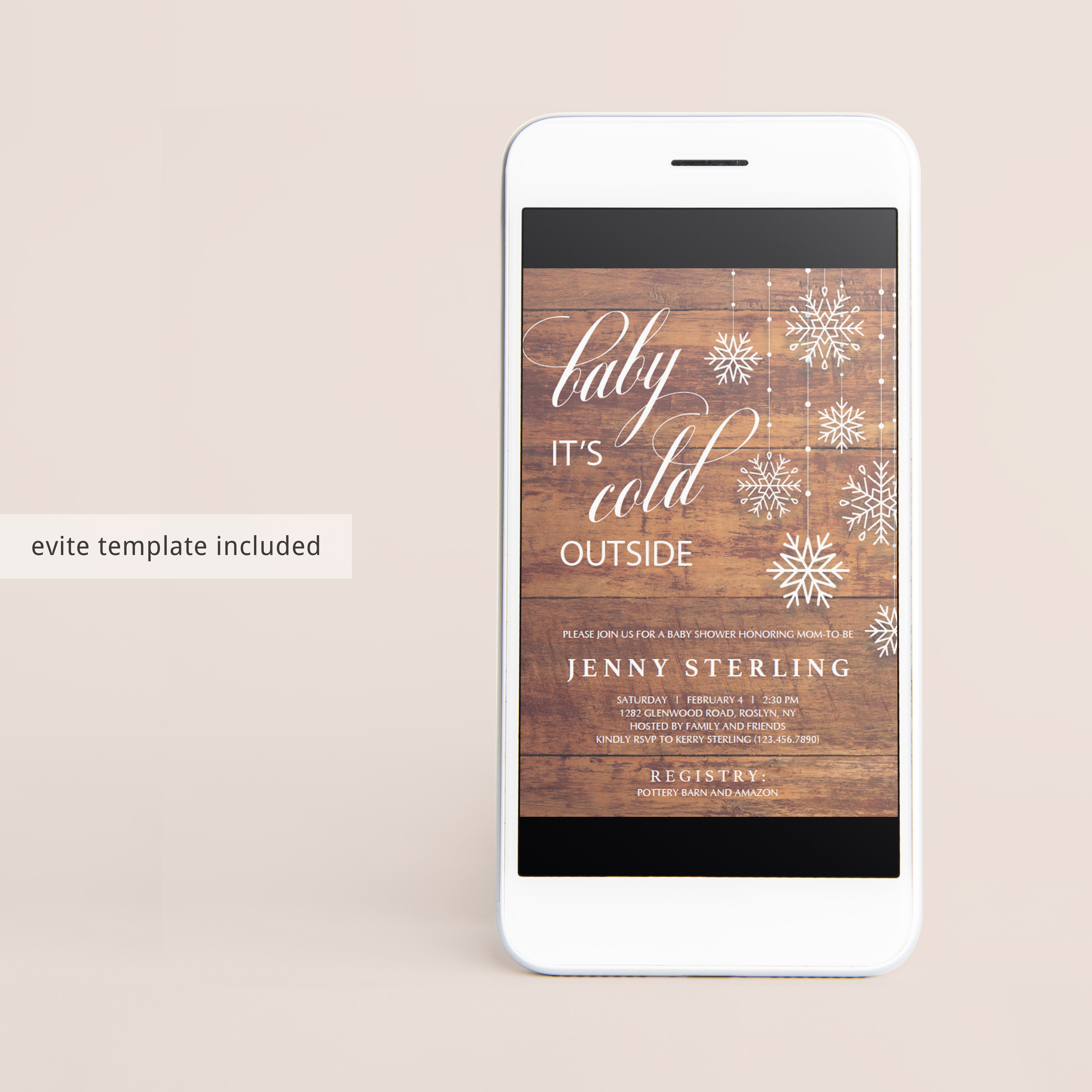 Printable baby shower invitation template for winter by LittleSizzle