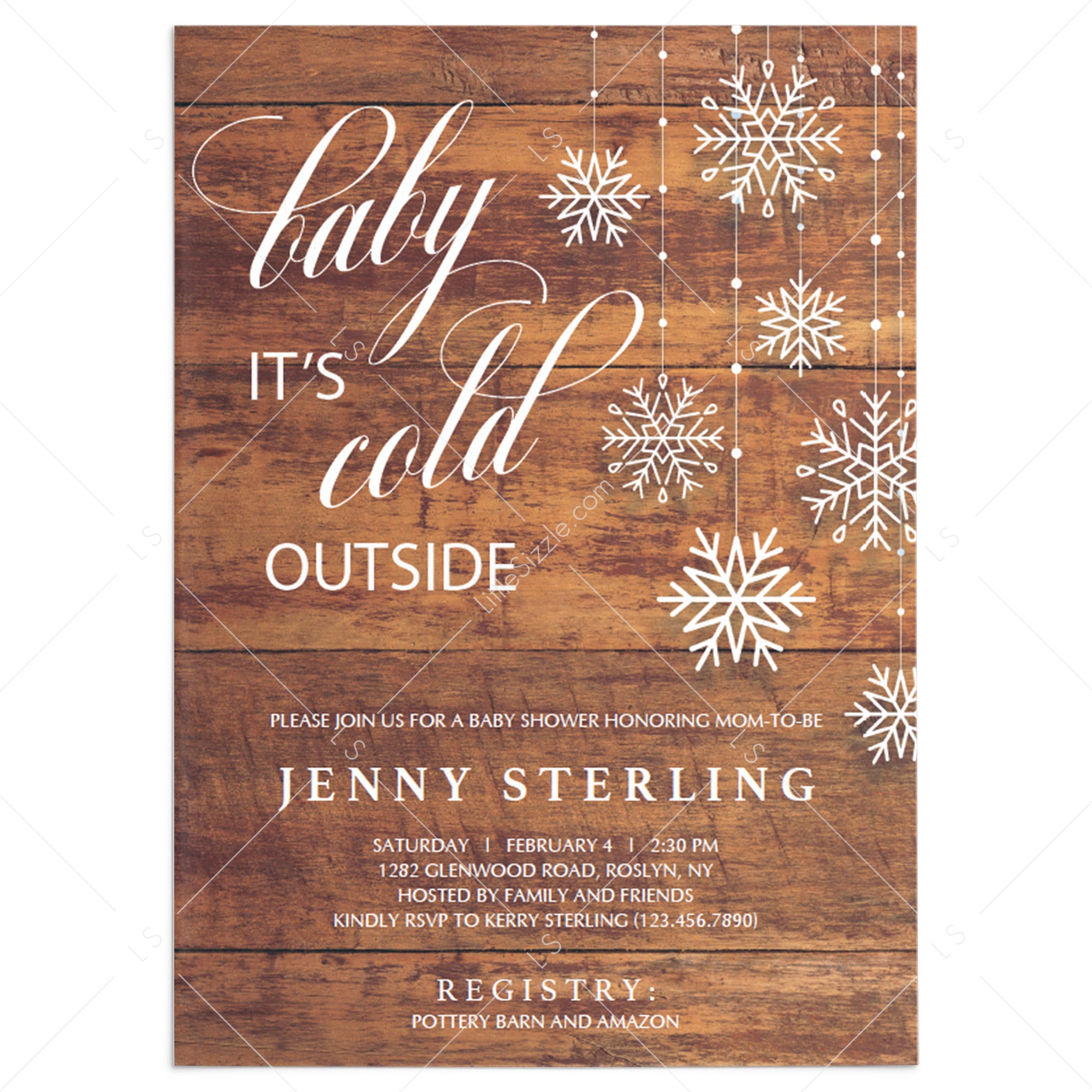 Rustic winter baby shower invitation template by LittleSizzle