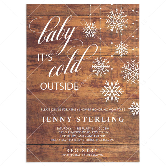 Rustic winter baby shower invitation template by LittleSizzle