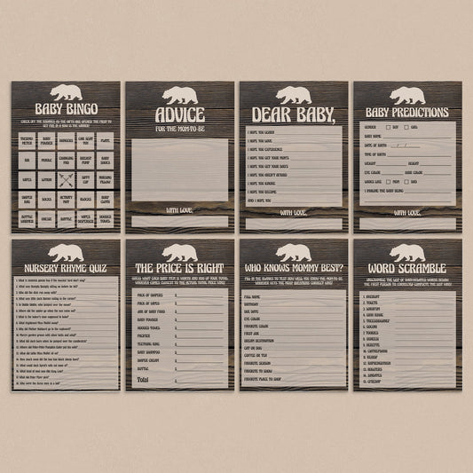 Rustic animal baby shower games package by LittleSizzle