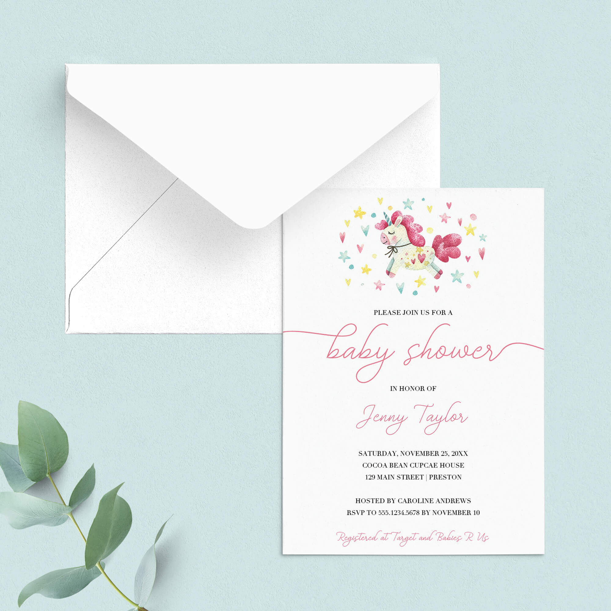 Unicorn Baby Shower Invitation Set by LittleSizzle