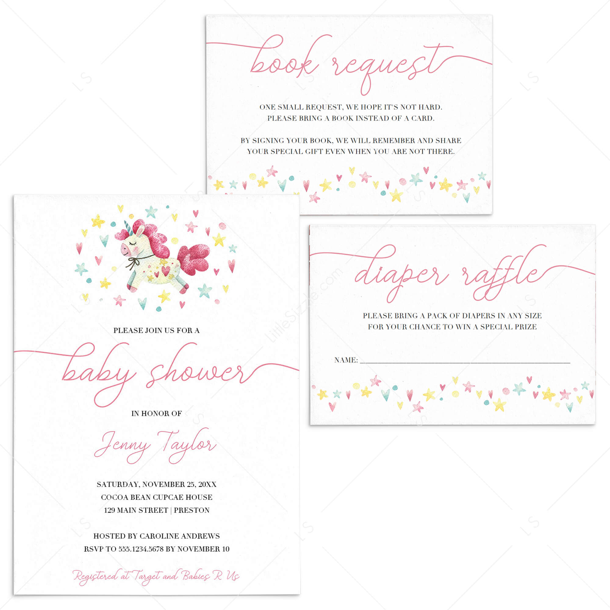 Unicorn Baby Shower Invitation Set by LittleSizzle