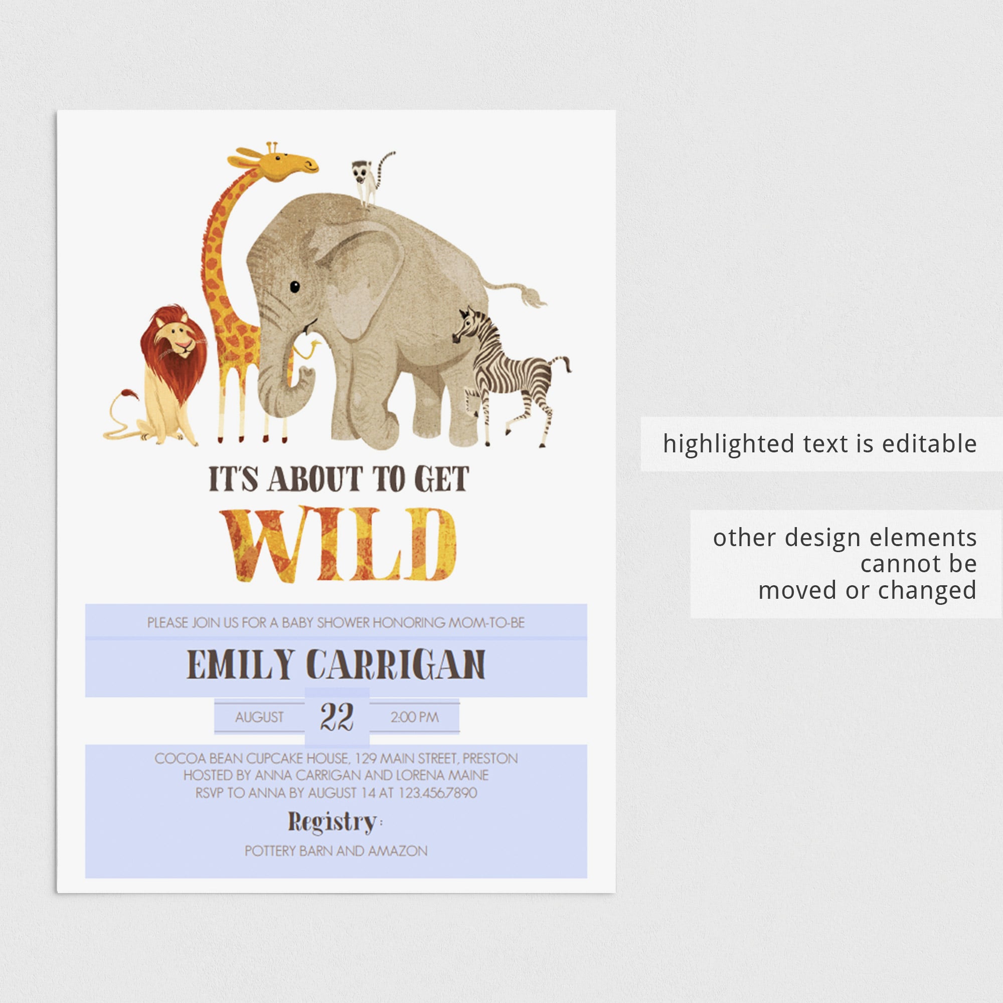 Editable safari theme baby shower invitation by LittleSizzle