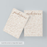Printable Baby Shower Prediction Cards with Giraffe Pattern