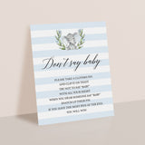 Printable baby shower game for boys dont say baby by LittleSizzle