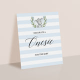 Printable onesie decorating sign elephant theme baby shower by LittleSizzle