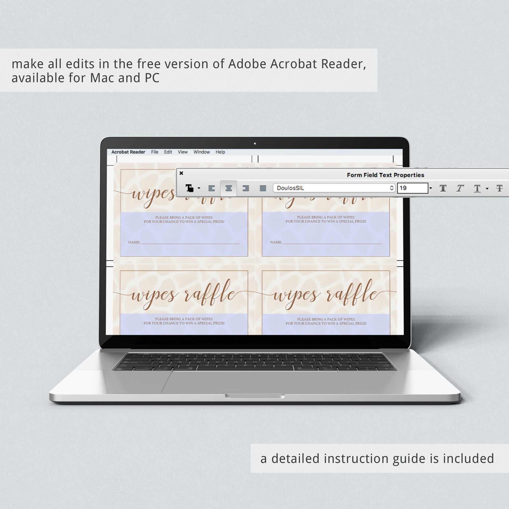 Baby shower wipes raffle cards neutral instant download by LittleSizzle