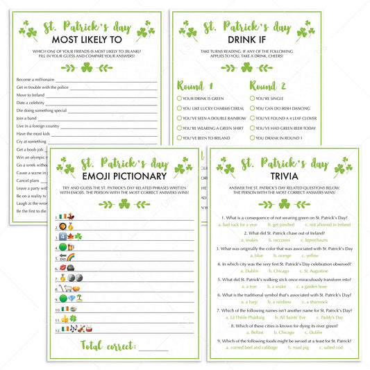 Fillable and Printable Games for Saint Patricks Day by LittleSizzle