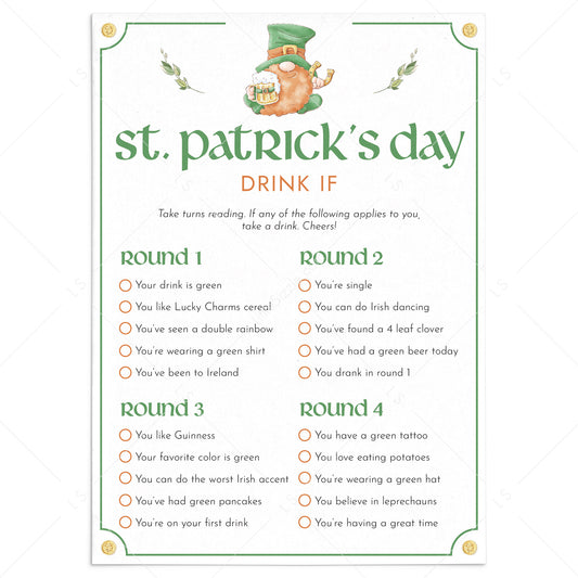 St Patricks Party Game Drink If Printable by LittleSizzle