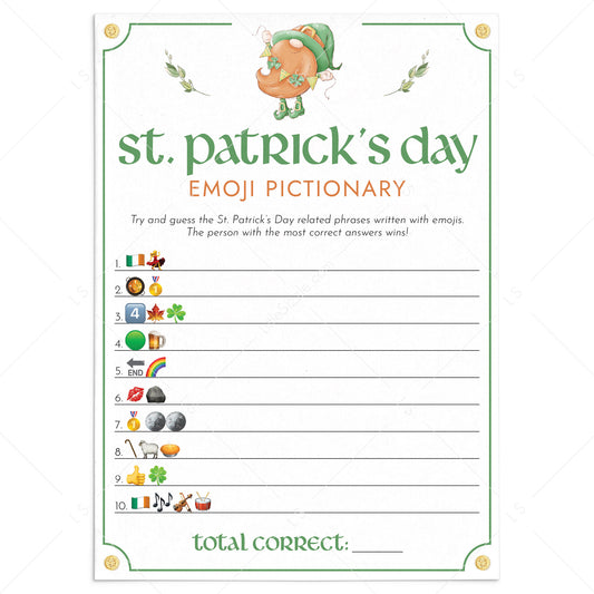 Saint Patricks Day Emojis Game with Answers Printable by LittleSizzle