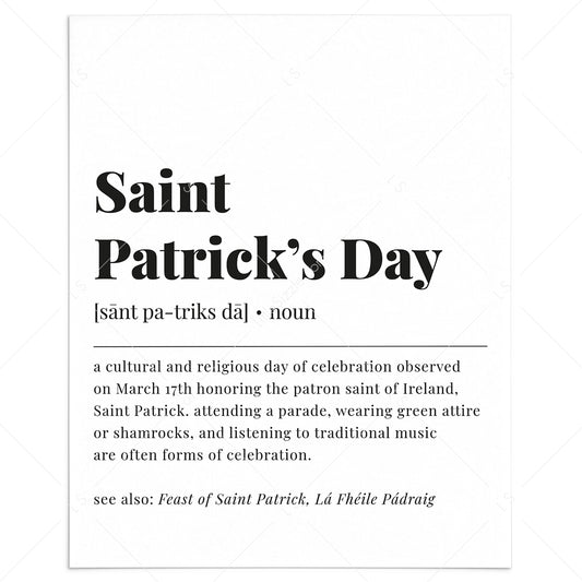 St Patricks Day Definition Print Instant Download by LittleSizzle