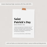St Patricks Day Definition Print Instant Download