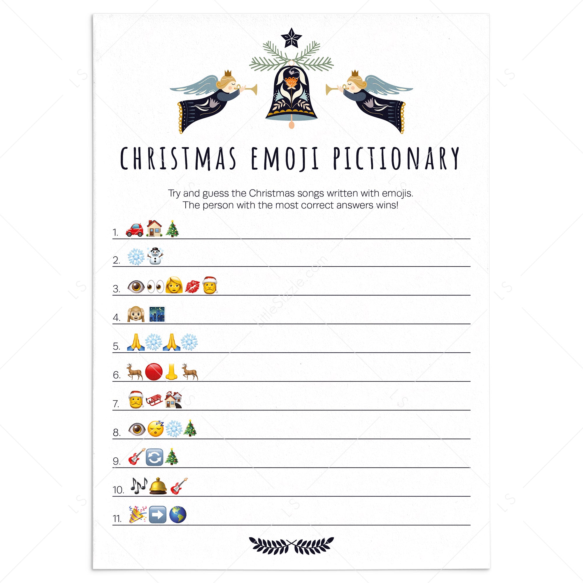 Printable Christmas Pictionary Game Digital Download by LittleSizzle