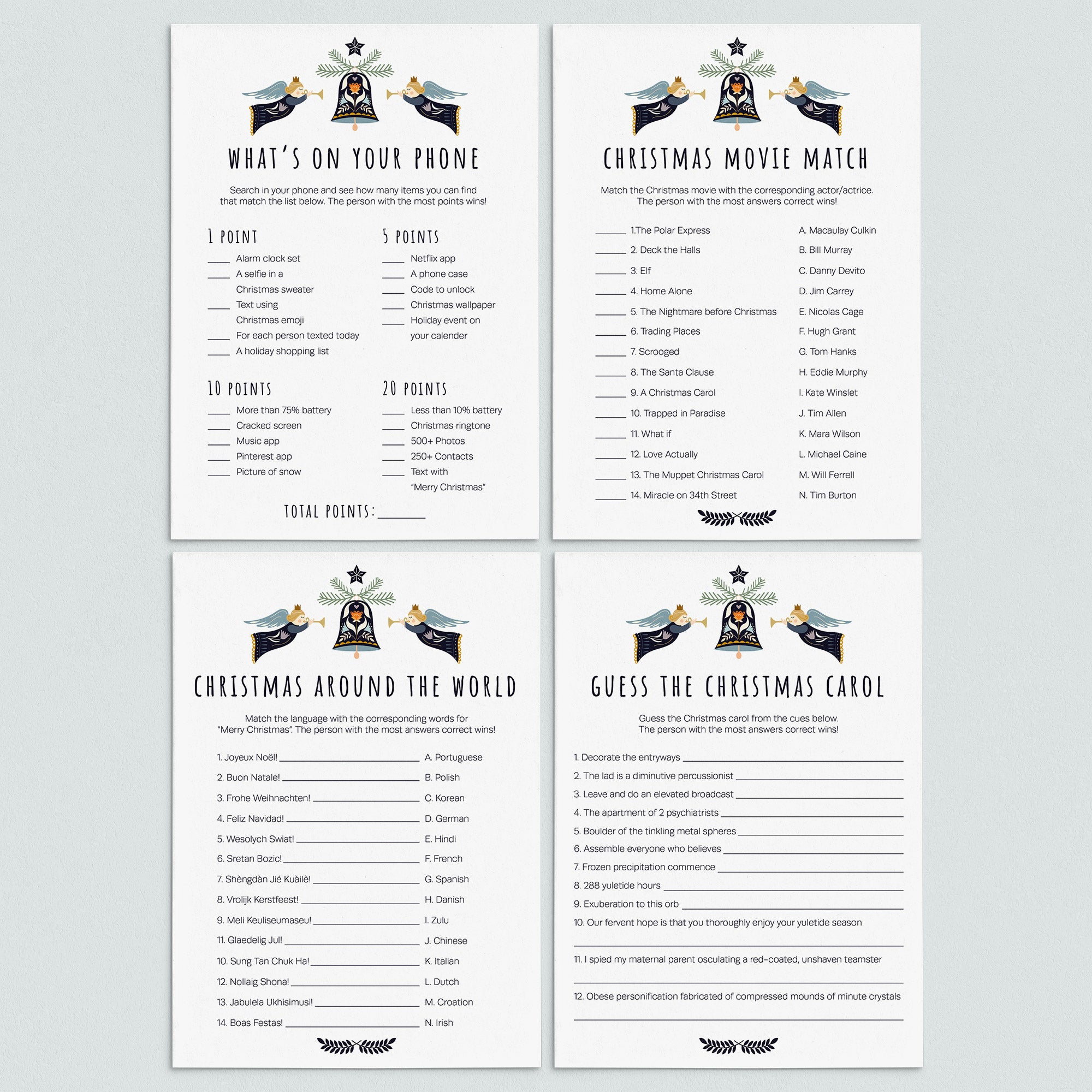 Friendsmas Party Games Bundle Instant Download by LittleSizzle