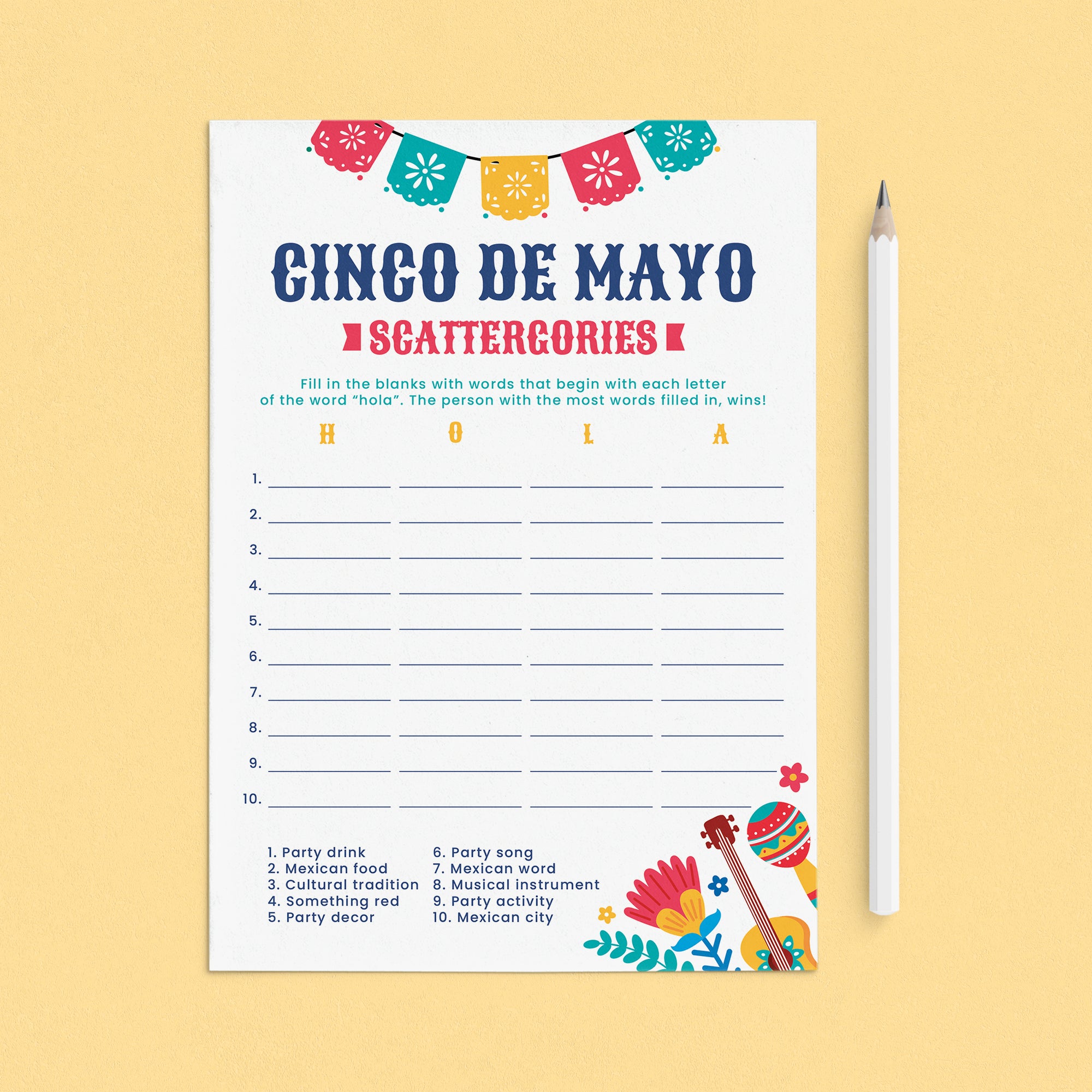 Cinco de Mayo Scattergories Digital Download by LittleSizzle