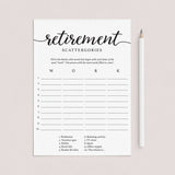 Retirement Party Game Scattergories Instant Download by LittleSizzle