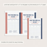 Memorial Day Game Printable Scattergories