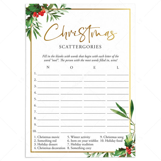 Christmas Scattergories Printable by LittleSizzle