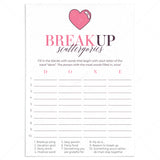 Breakup Party Game Scattergories Printable by LittleSizzle