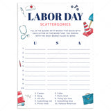 Labor Day Game Idea Scattergories Printable by LittleSizzle
