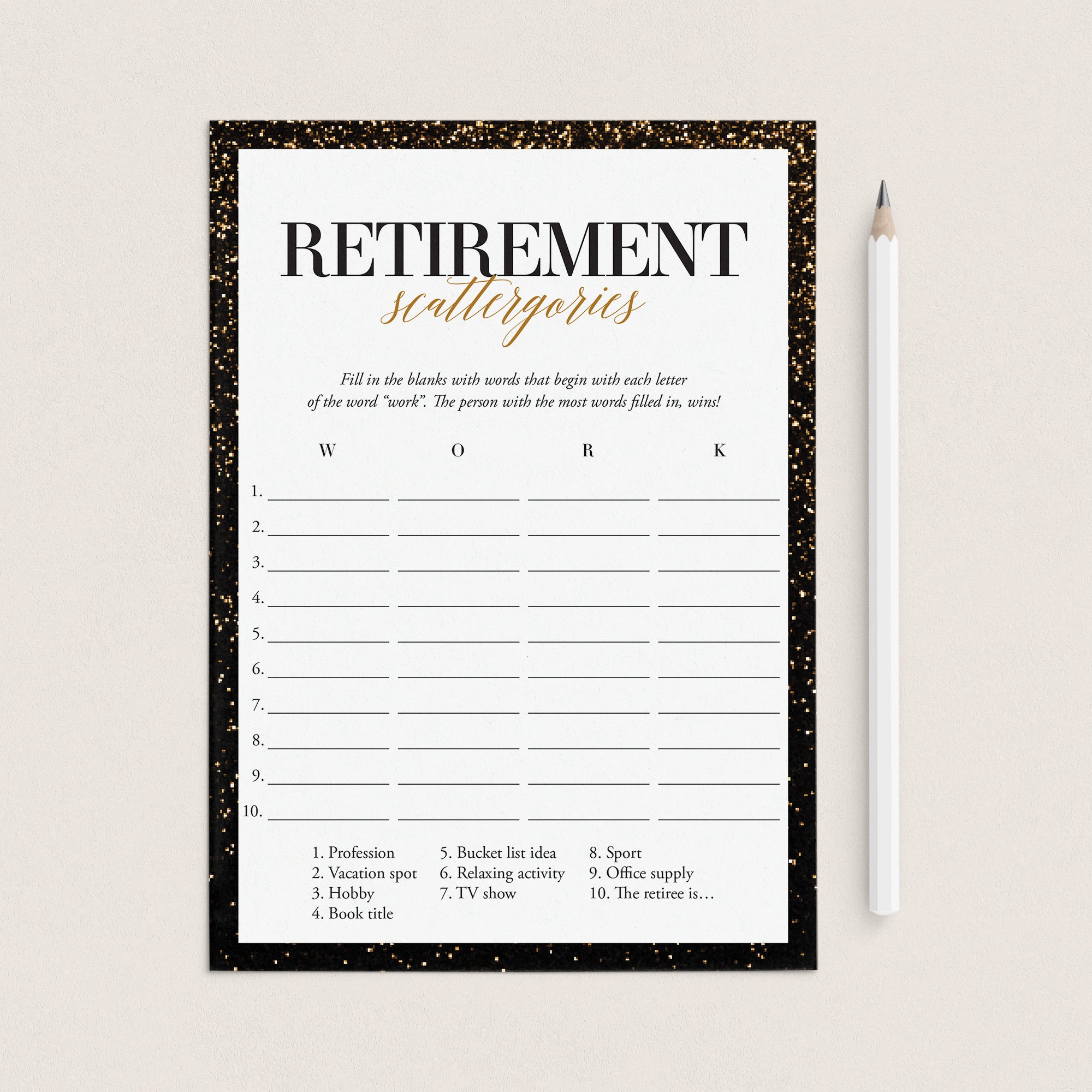 Retiree Party Game Scattergories by LittleSizzle