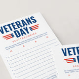 USA Veterans Day Game Scattergories Printable