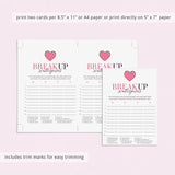 Breakup Party Game Scattergories Printable
