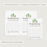 Housewarming Scattergories Game Printable