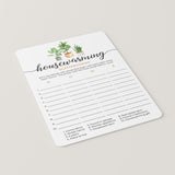 Housewarming Scattergories Game Printable