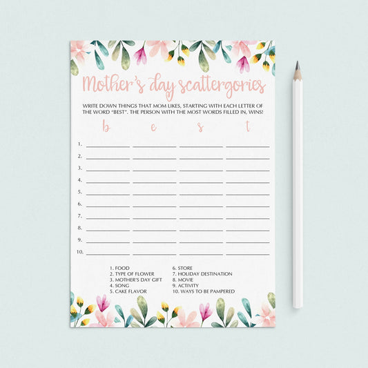 Floral Mother's Day Game for Zoom and To Print by LittleSizzle