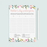 Floral Mother's Day Game for Zoom and To Print by LittleSizzle