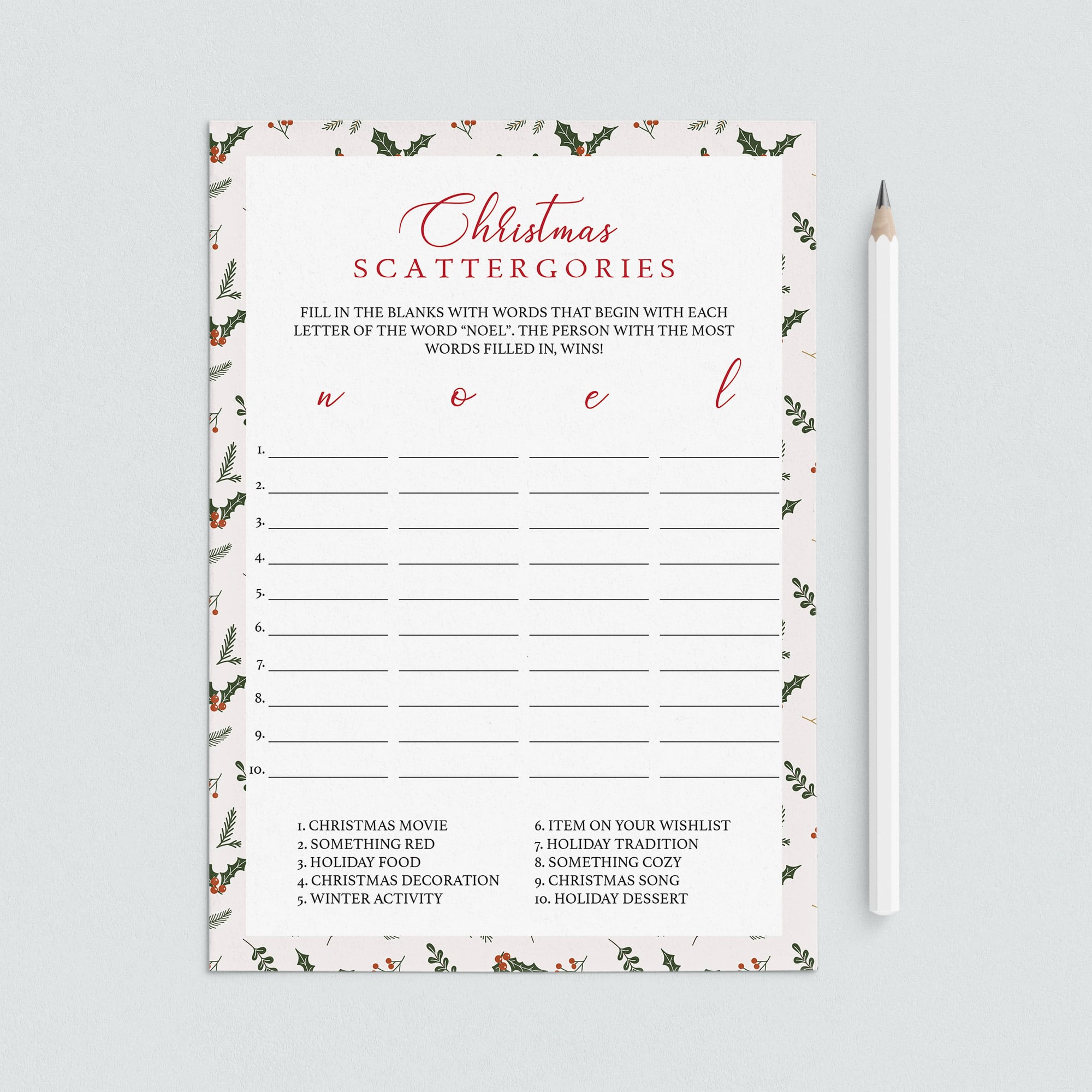 Scattergories Christmas Game Download by LittleSizzle