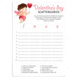 Valentine's Day Game Scattergories Instant Download by Littlesizzle