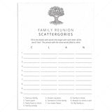 Printable Family Reunion Game Scattergories by LittleSizzle
