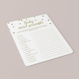 Gold (Virtual) Baby Shower Game Word Scramble
