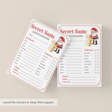 Secret Santa Questionnaire for Gift Exchange Printable