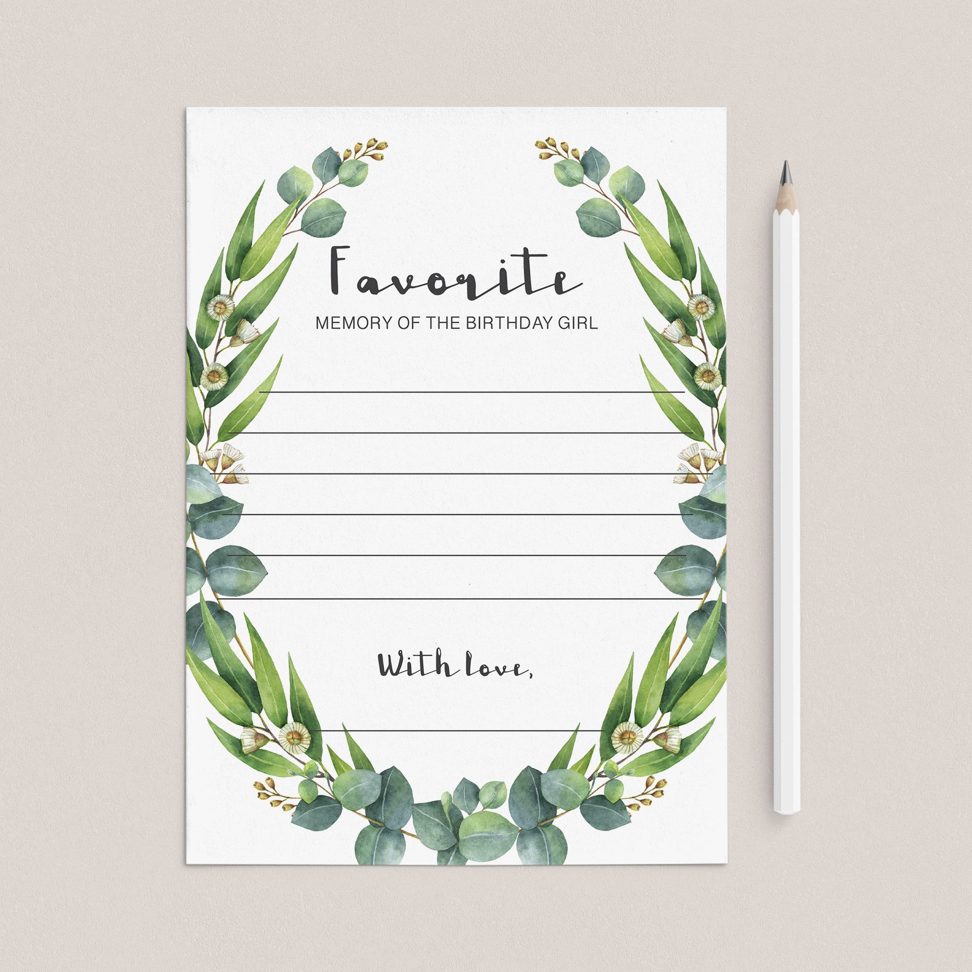 Greenery Women's Birthday Memory Game Printable by LittleSizzle