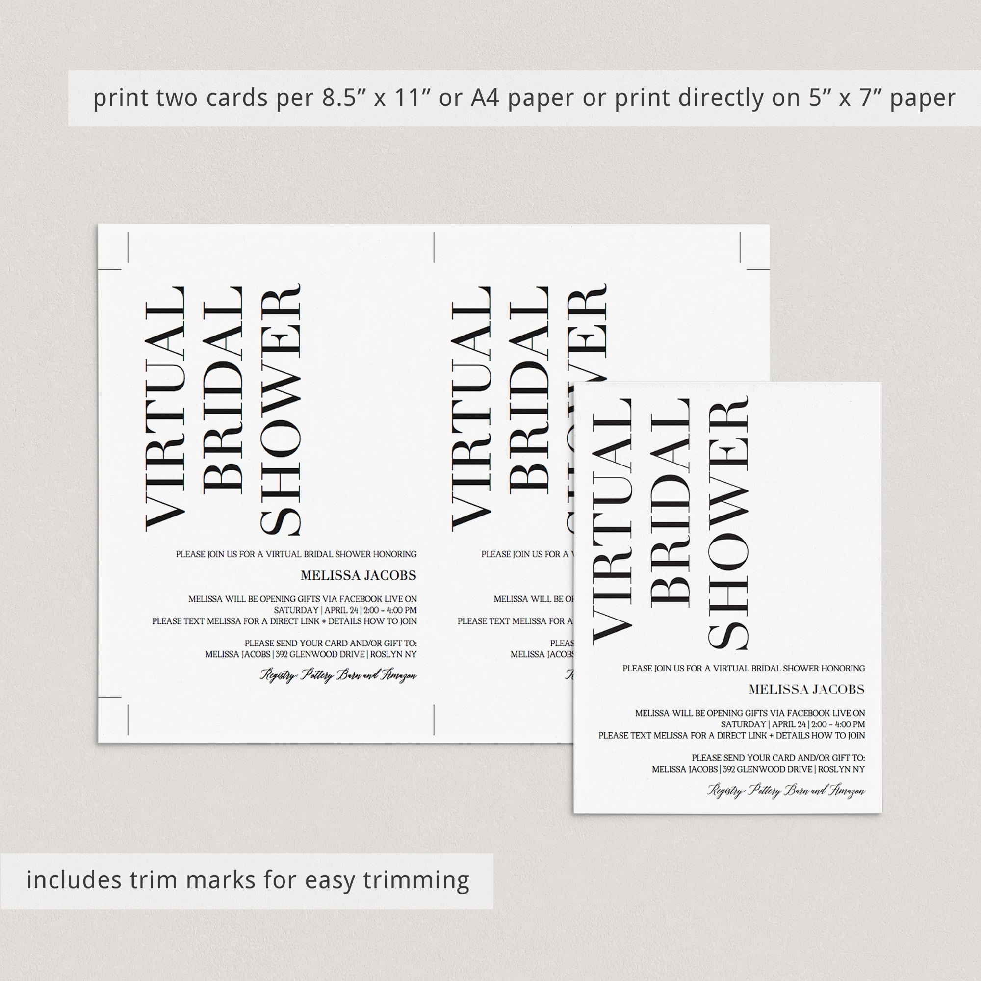 Editable social distancing bridal shower invite template by LittleSizzle